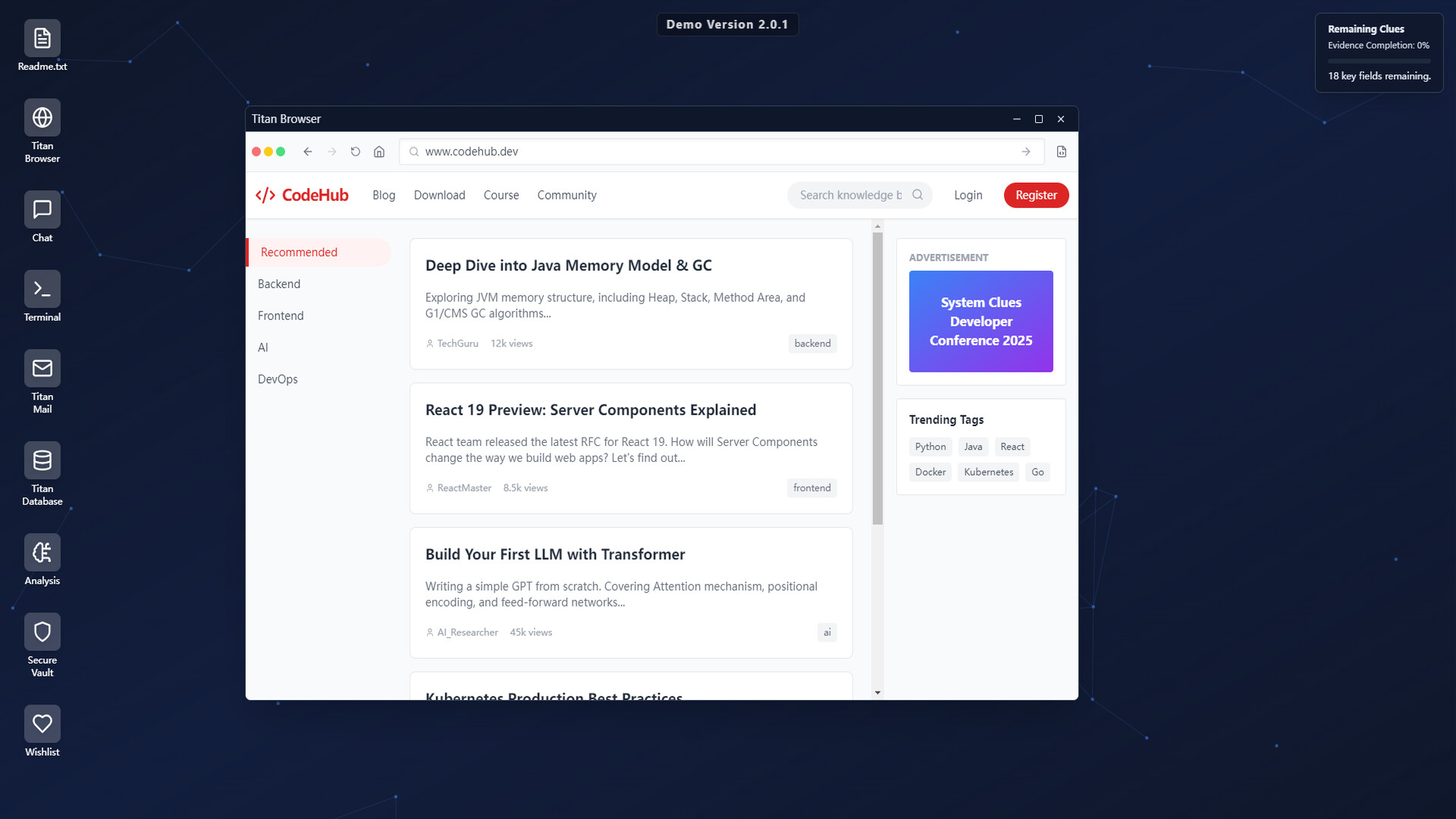 System Clues screenshot #1