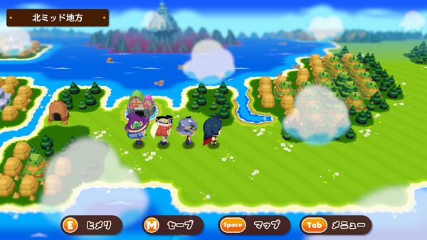 Screenshot of モンカルファンタ ～勇者と水晶の少女～ gameplay showing in-action mechanics