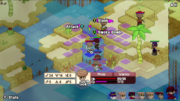 Screenshot of Etherland Tactics gameplay showing in-action mechanics