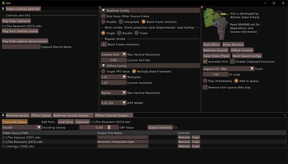 Vint: Realtime Video Interpolation and CRT Emulation