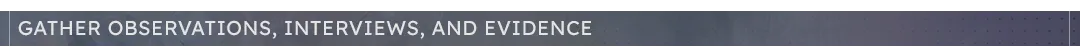 "Gather Observations, Interviews, And Evidence" Header