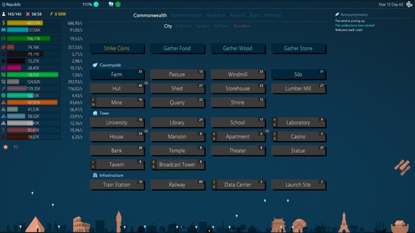 Screenshot z Idle Commonwealth