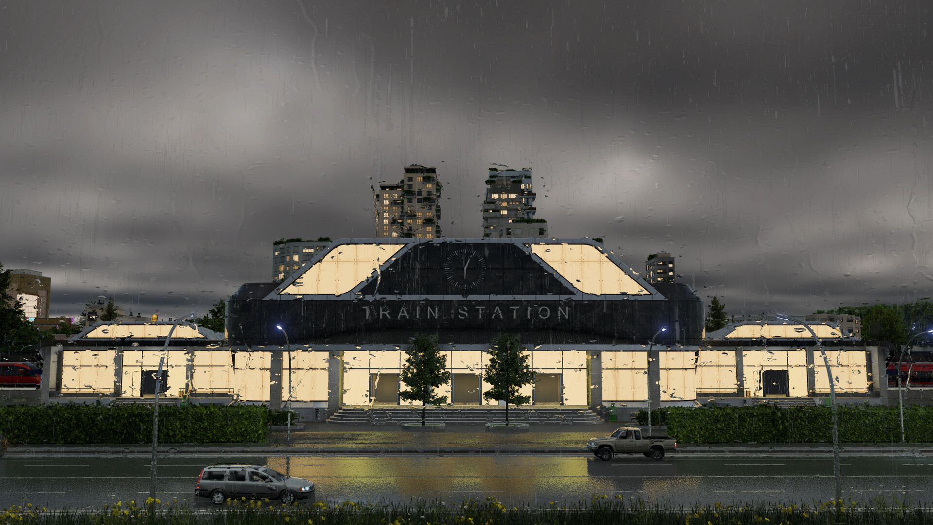 Transport Fever 3 official screenshot of a busy build