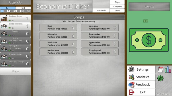 Screenshot z Economic Clicker
