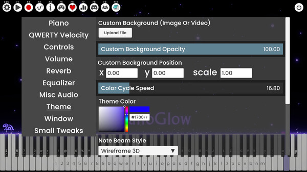 Screenshot z PianoGlow