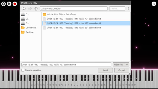 Скриншот из PianoGlow