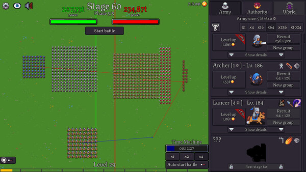 Screenshot of Total Incremental War gameplay showing in-action mechanics
