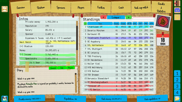 Screenshot z Boeckham's Football Manager
