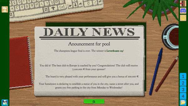 Screenshot z Boeckham's Football Manager