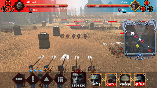 Screenshot of Blood Curse Legions gameplay showing in-action mechanics