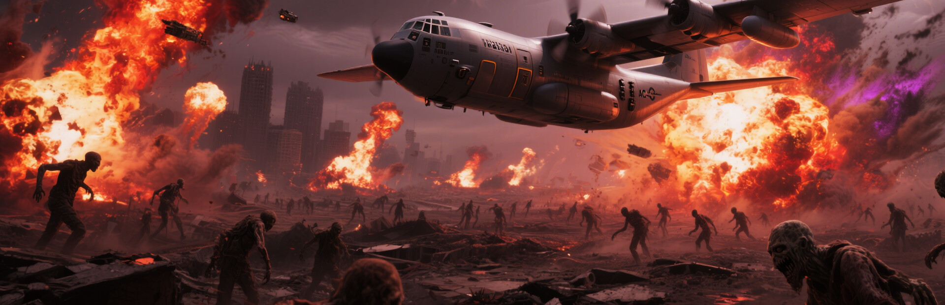 The AC130 slays the zombies.