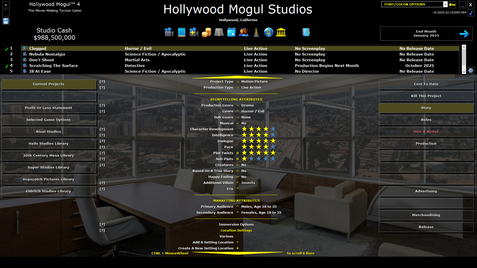 #4. Hollywood Mogul 4 (Steam) Av: My Indie Game Company LLC