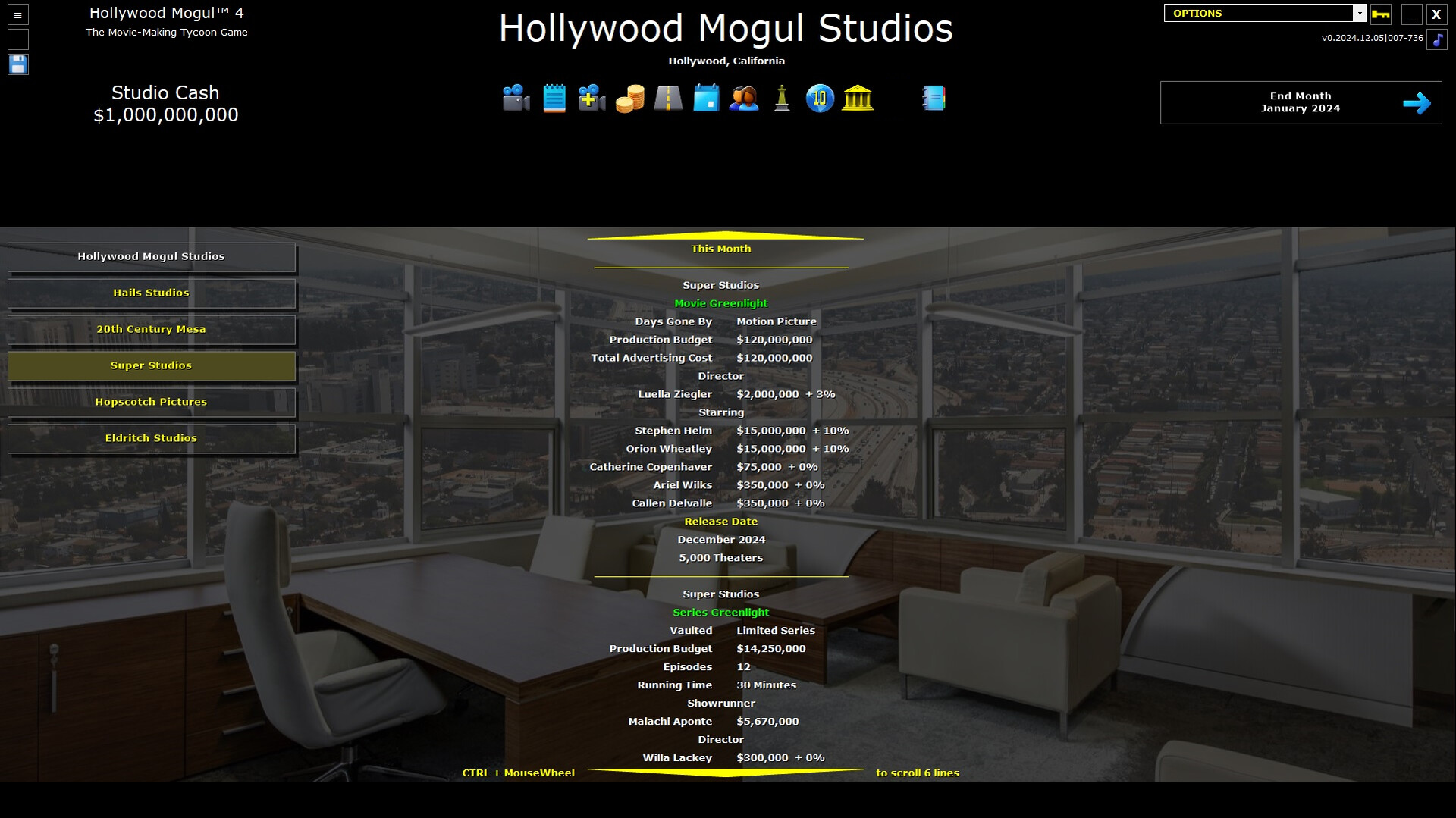 #2. Hollywood Mogul 4 (Steam) Av: My Indie Game Company LLC
