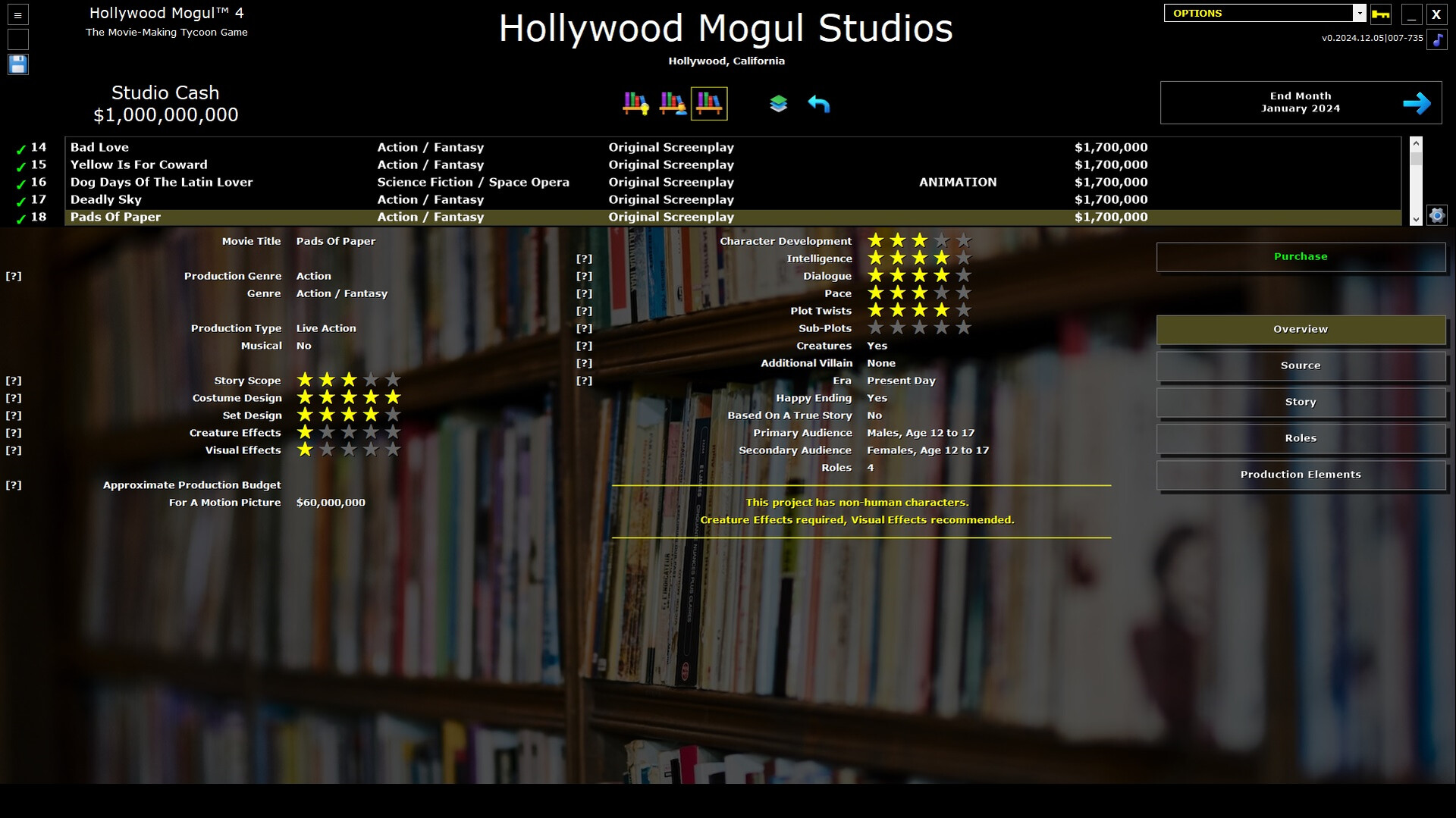 #3. Hollywood Mogul 4 (Steam) Av: My Indie Game Company LLC