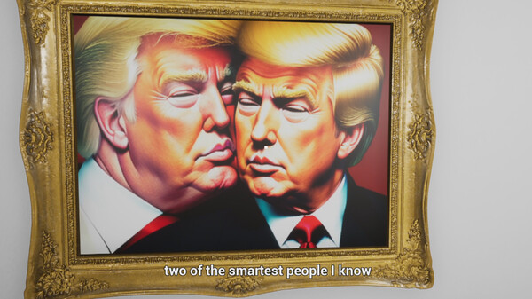 Screenshot of Trump Simulator 2025 gameplay showing in-action mechanics