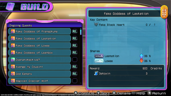 Hyperdimension Neptunia Re;Birth2 Shares Quests