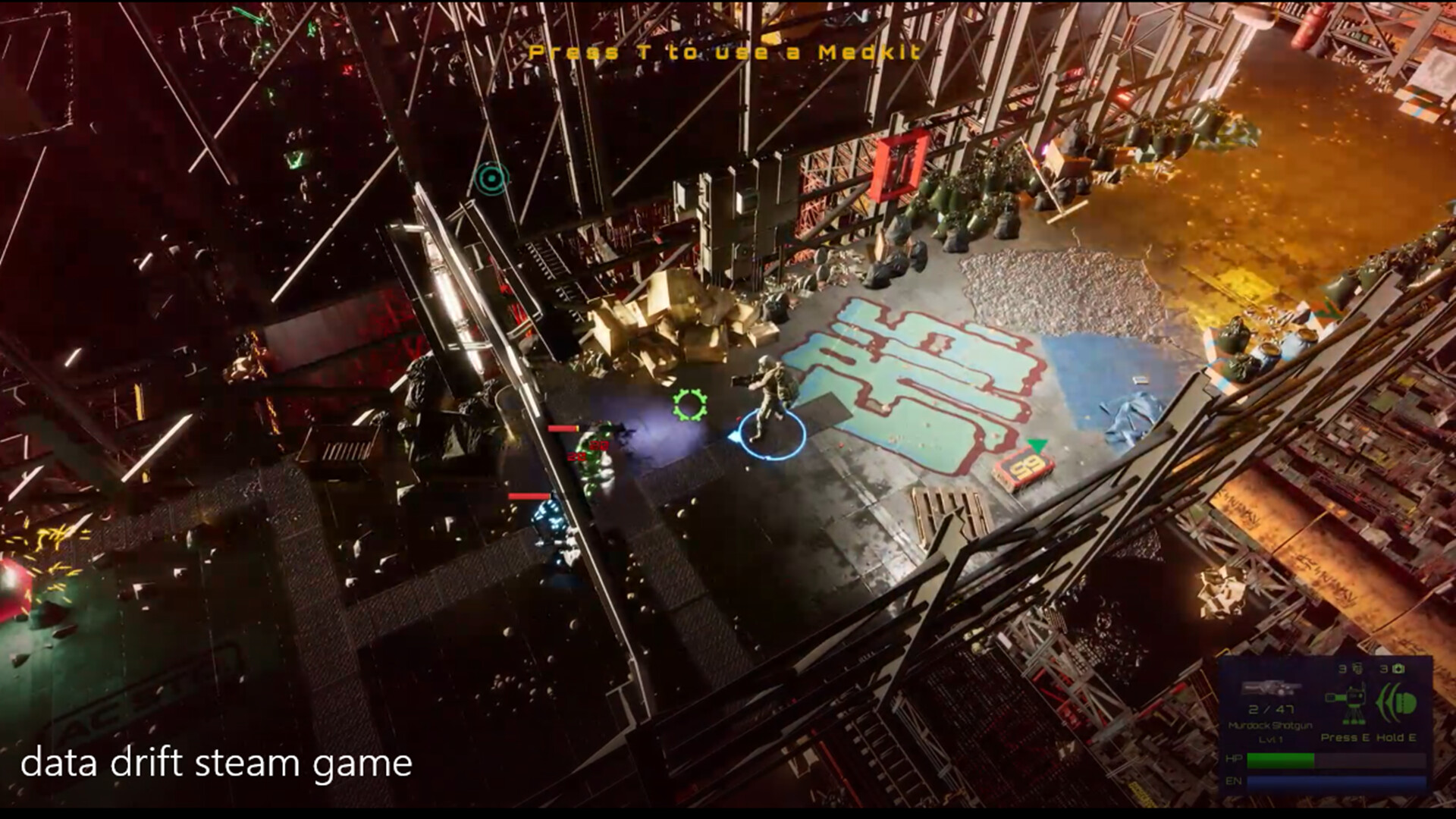 #4. Data Drift: Cyberpunk Shooter Top Down indie action (Steam) 게시자: Napoterulle