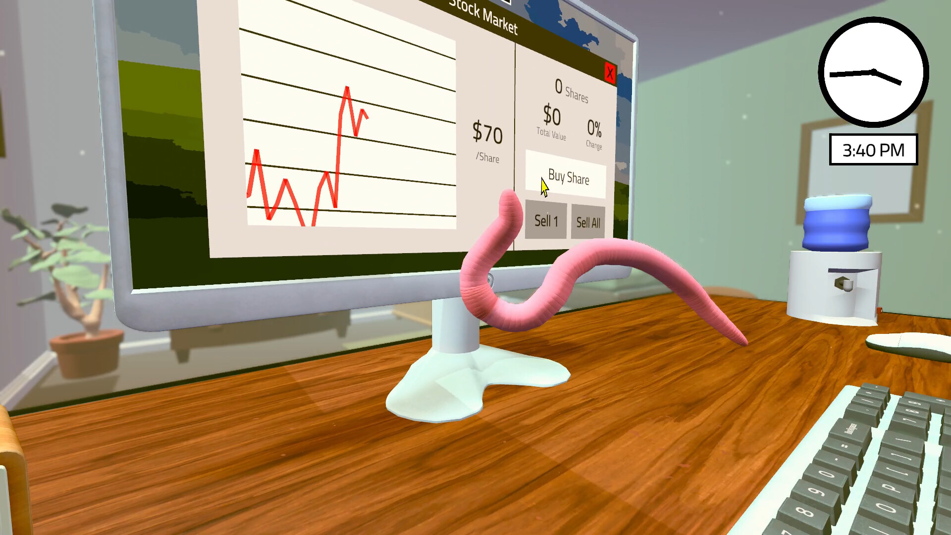 Worming from Home stock market screen with buy and sell controls