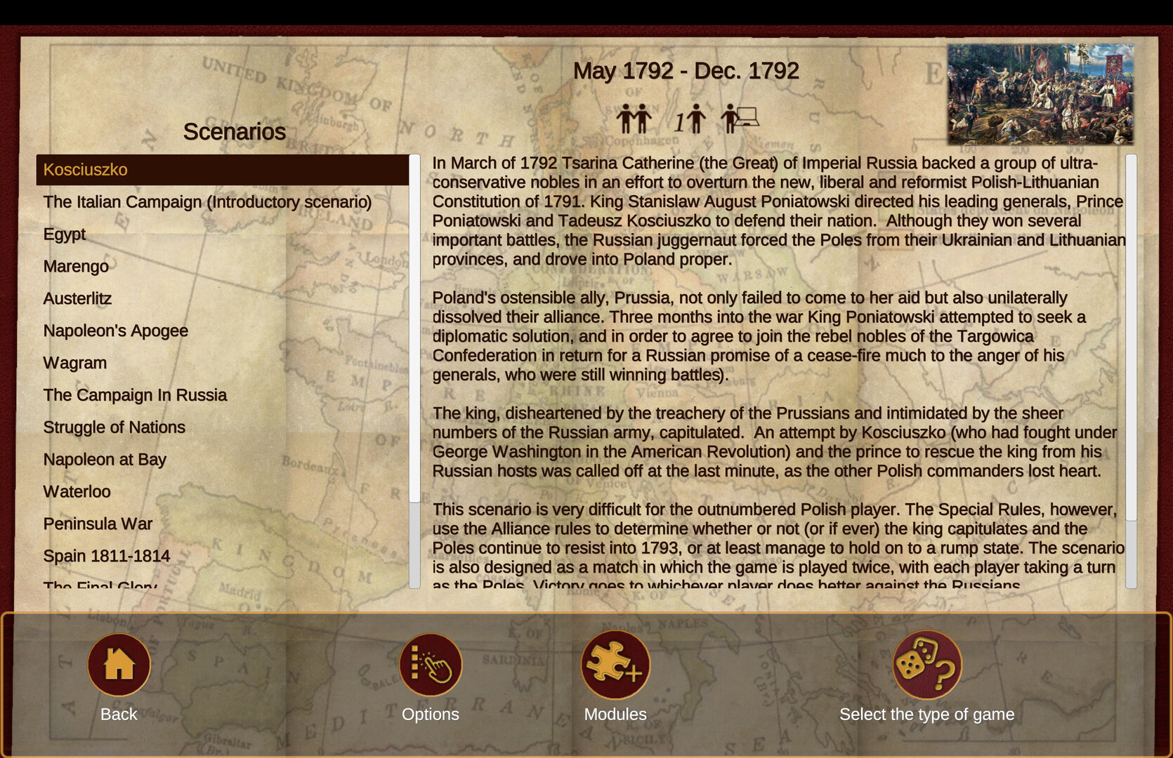 Napoleon's Eagles: Game of the Napoleonic Wars - Kosciuszko screenshot 1