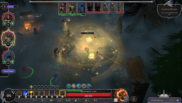 Screenshot of Forsworn gameplay showing in-action mechanics
