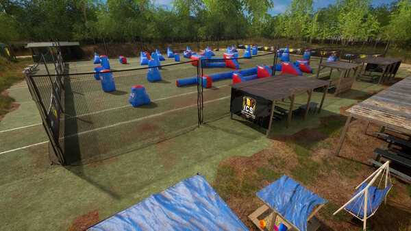Screenshot of SPLASH - Paintball gameplay showing in-action mechanics