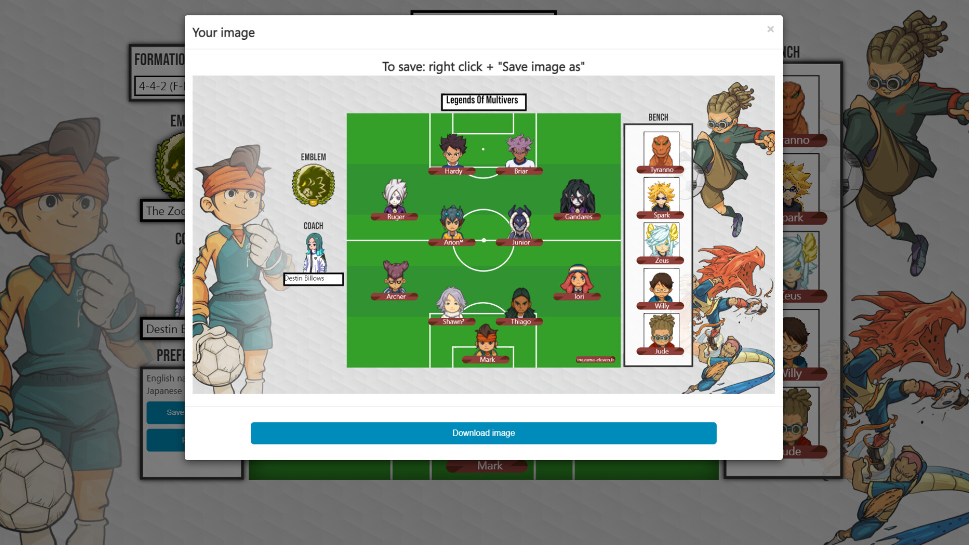 Inazuma Eleven Team Builder screenshot 4
