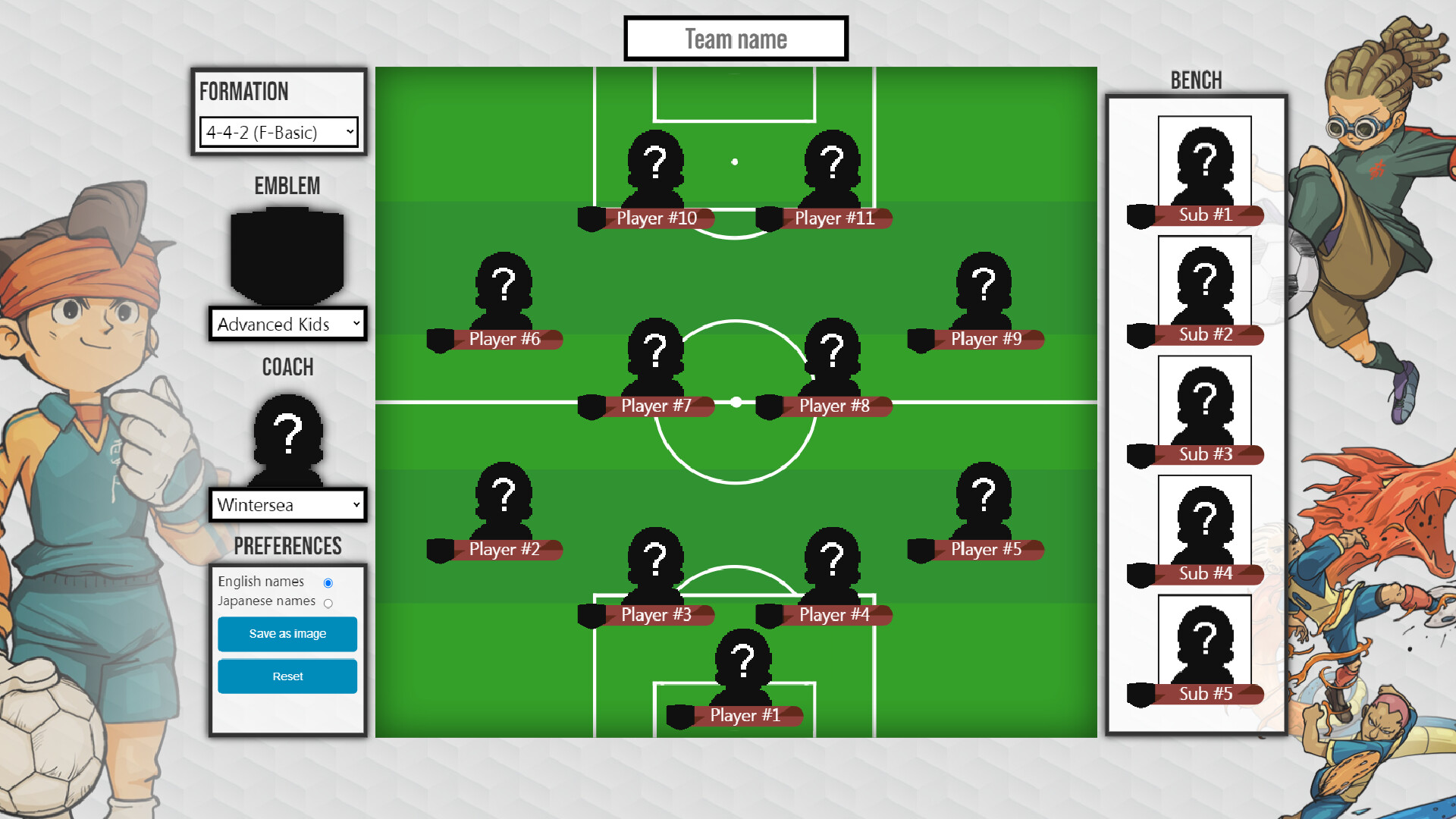 Inazuma Eleven Team Builder screenshot 1