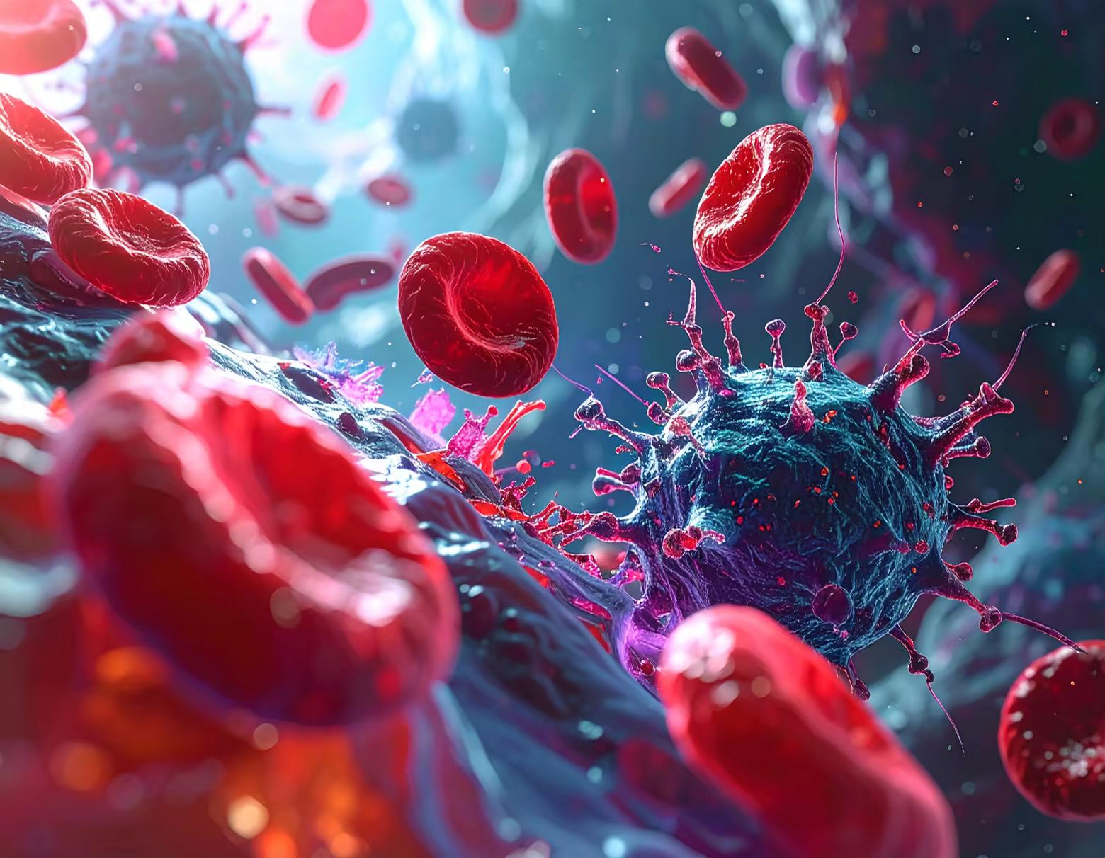 Blood cells and viruses