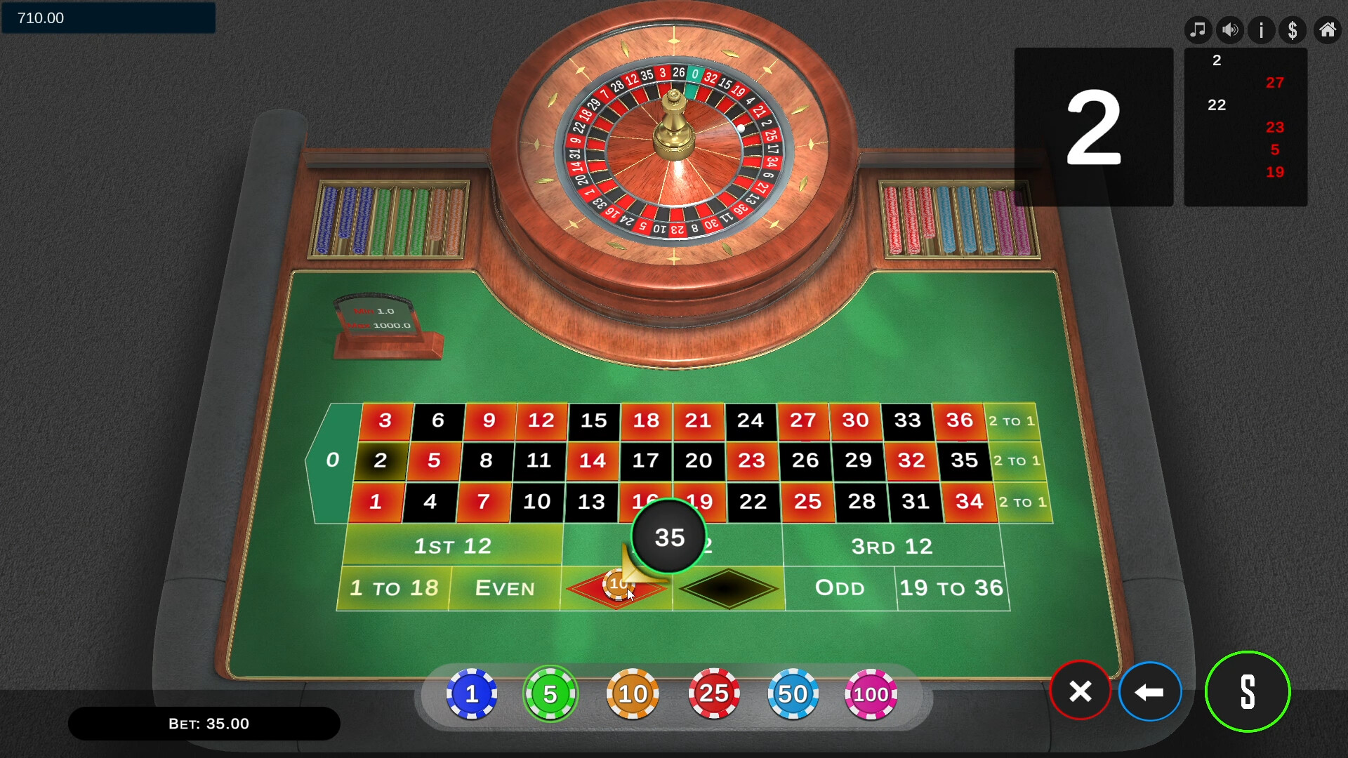 Roulette Pro Simulator screenshot 1