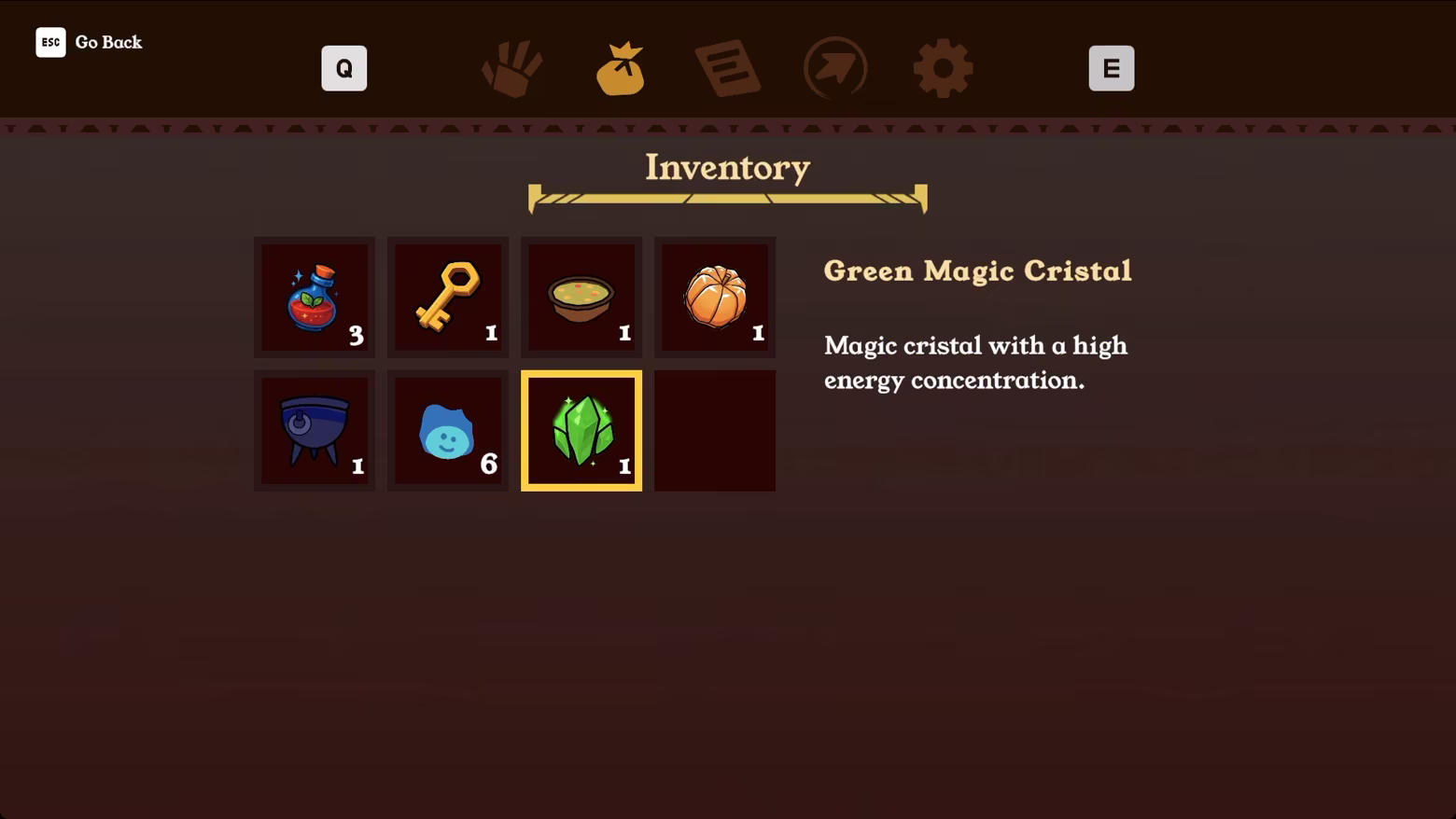 screenshot of an inventory interface a grid of items