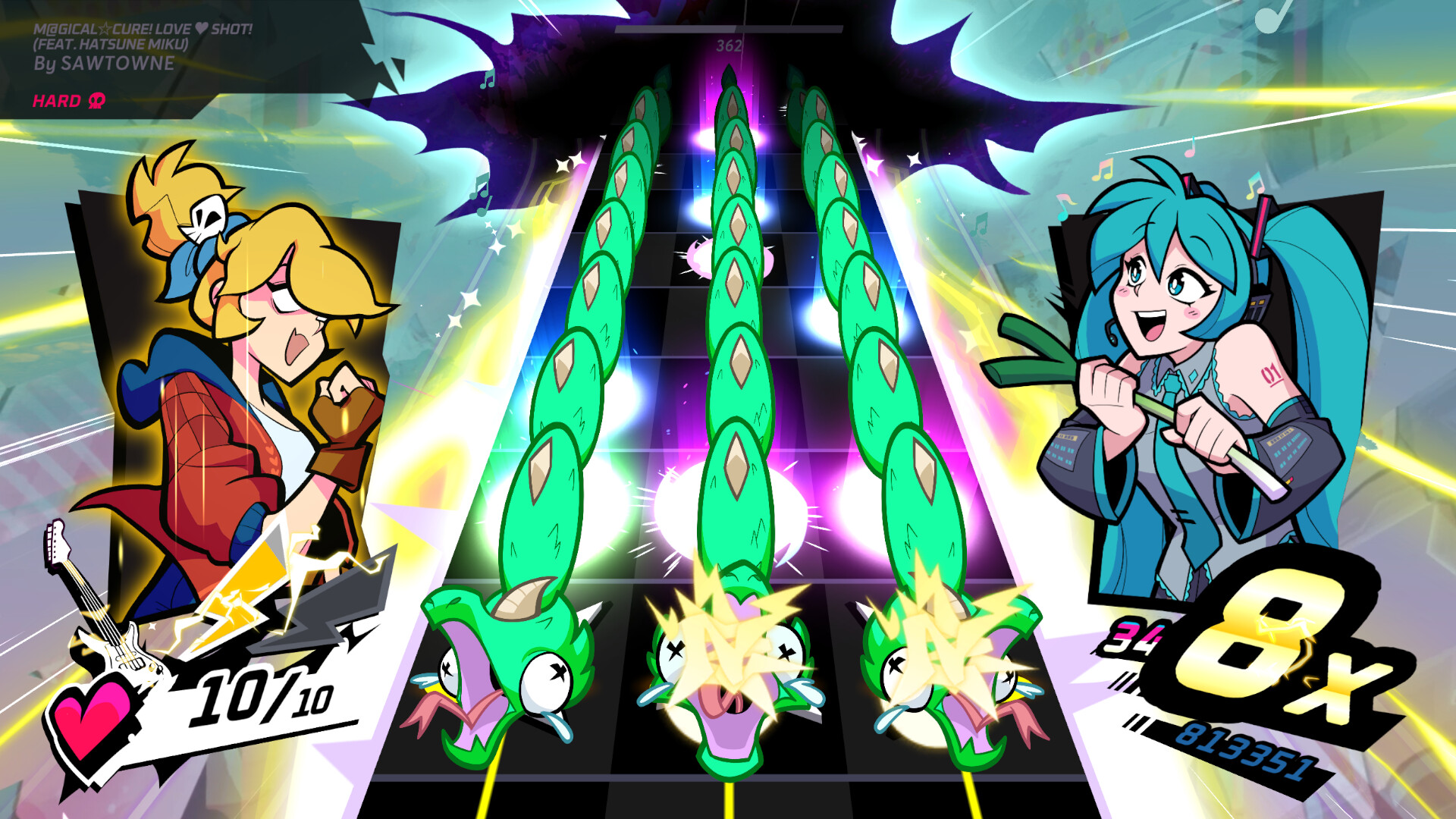 Rift of the NecroDancer: Hatsune Miku - "M@GICAL☆CURE! LOVE ♥ SHOT!" Featured Screenshot #1