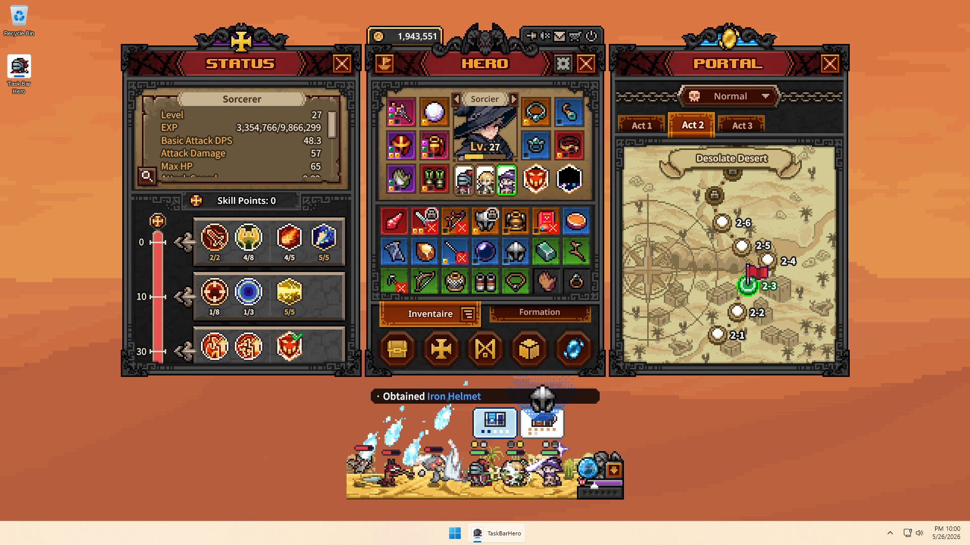 Screenshot TBH: Task Bar Hero