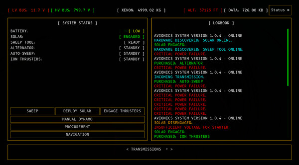Screenshot of Apogee gameplay showing in-action mechanics