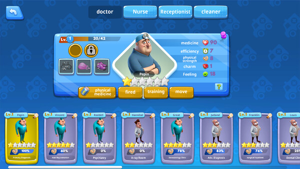 Screenshot of Sim Hospital gameplay showing in-action mechanics
