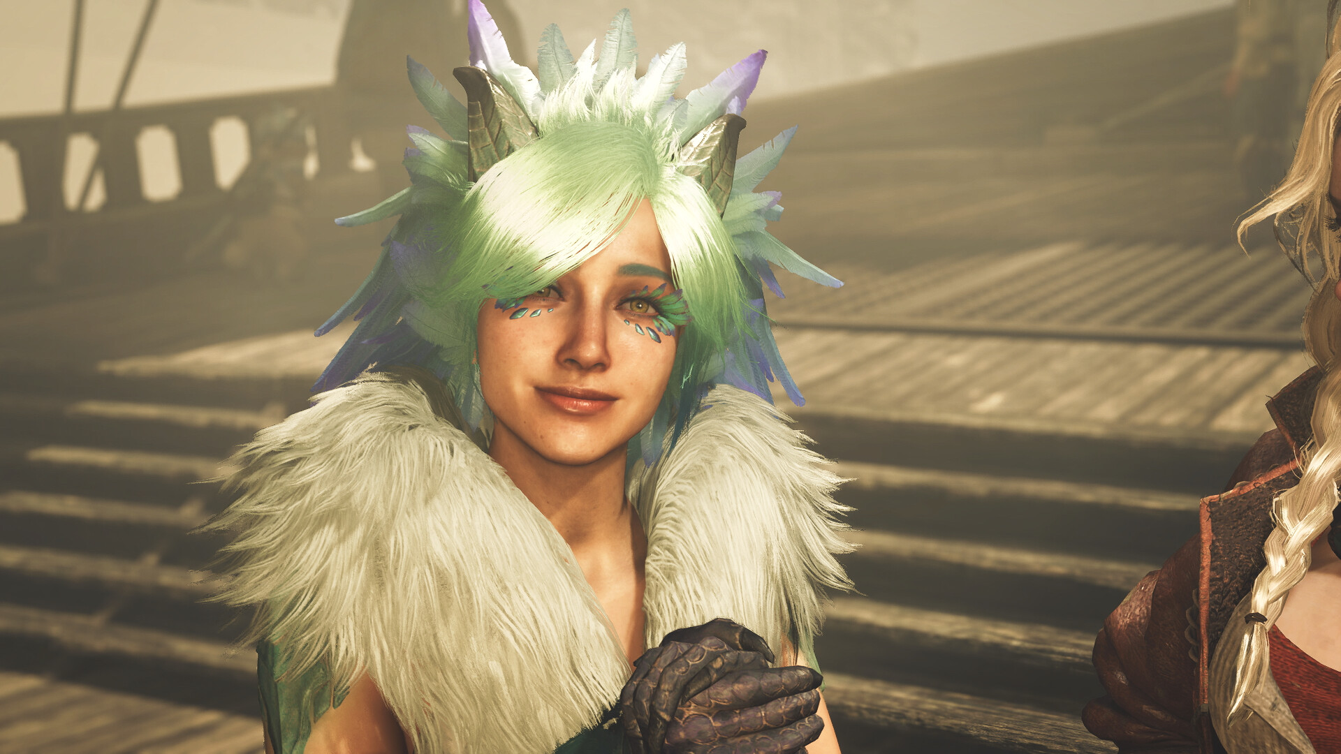 Monster Hunter Wilds - Alma Outfit: Featherskirt Seikret Dress Screenshot Thumbnail 2