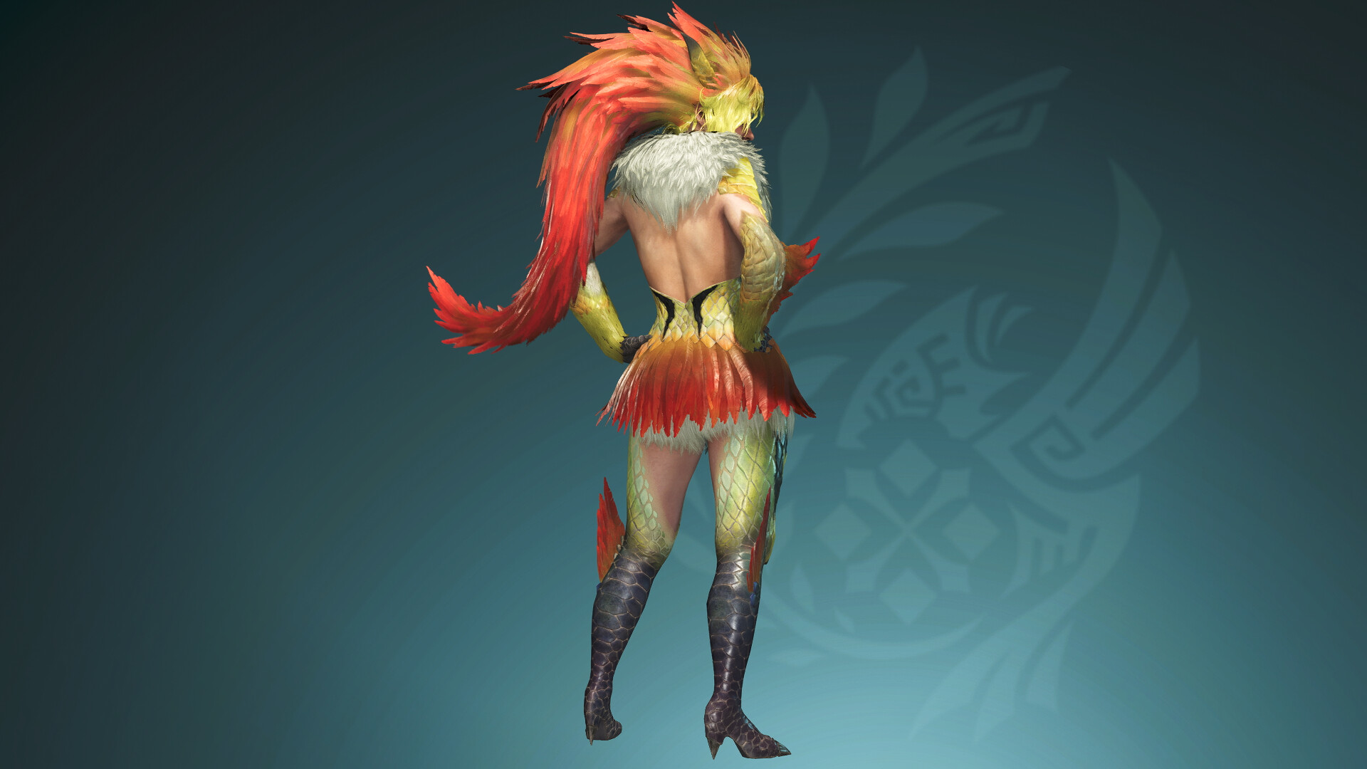 Monster Hunter Wilds - Gemma Outfit: Redveil Seikret Dress Featured Screenshot #1