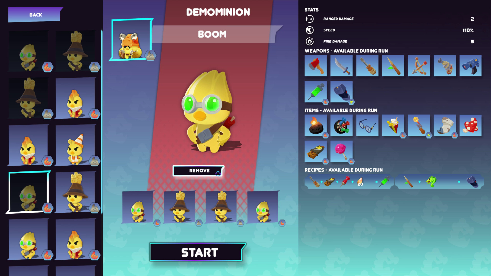 Dino-Ducks Mayhem Demo - Personajes y bandada