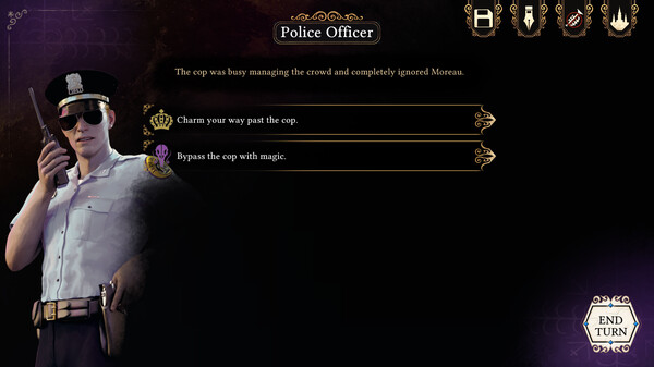 Screenshot of The Dark Quarter gameplay showing in-action mechanics