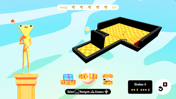 Screenshot of Golftacular! gameplay showing in-action mechanics