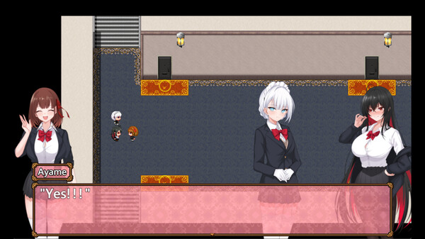 Screenshot of Yuri Blossom! gameplay showing in-action mechanics
