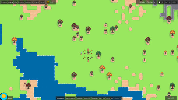 Screenshot of Wanderers' Outpost gameplay showing in-action mechanics