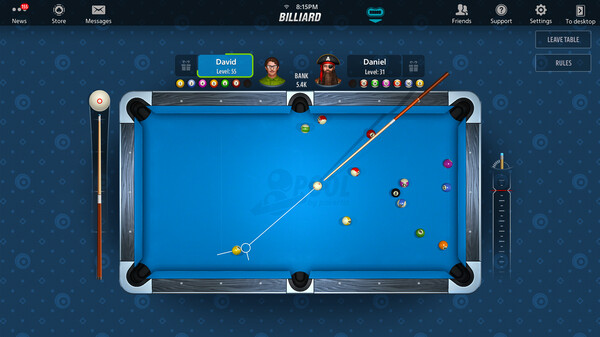 Screenshot of 8 Ball by Pokerist gameplay showing in-action mechanics