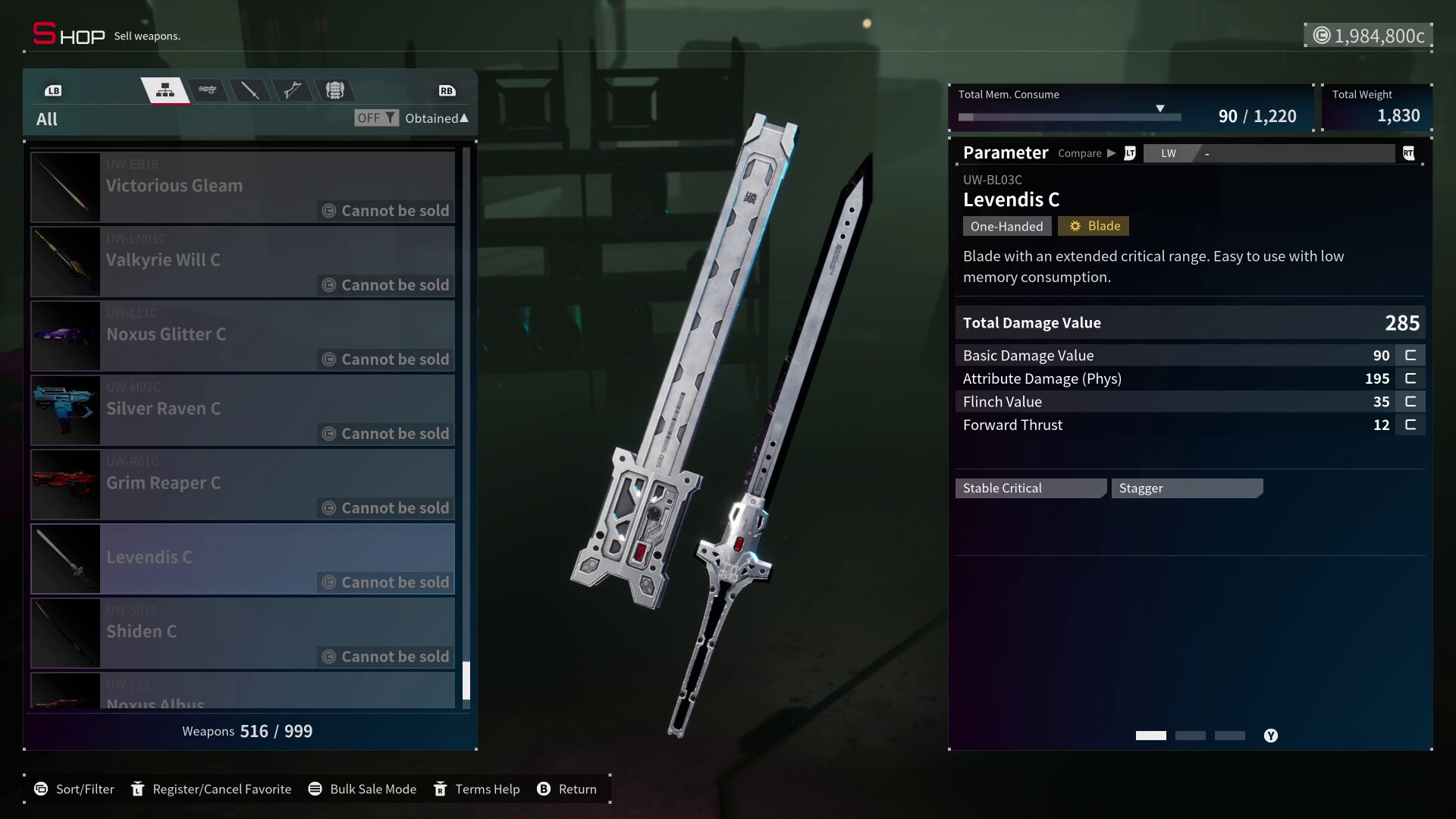 Daemon X Machina: Titanic Scion - Metallic Equipment - Levendis (Blade) Featured Screenshot #1