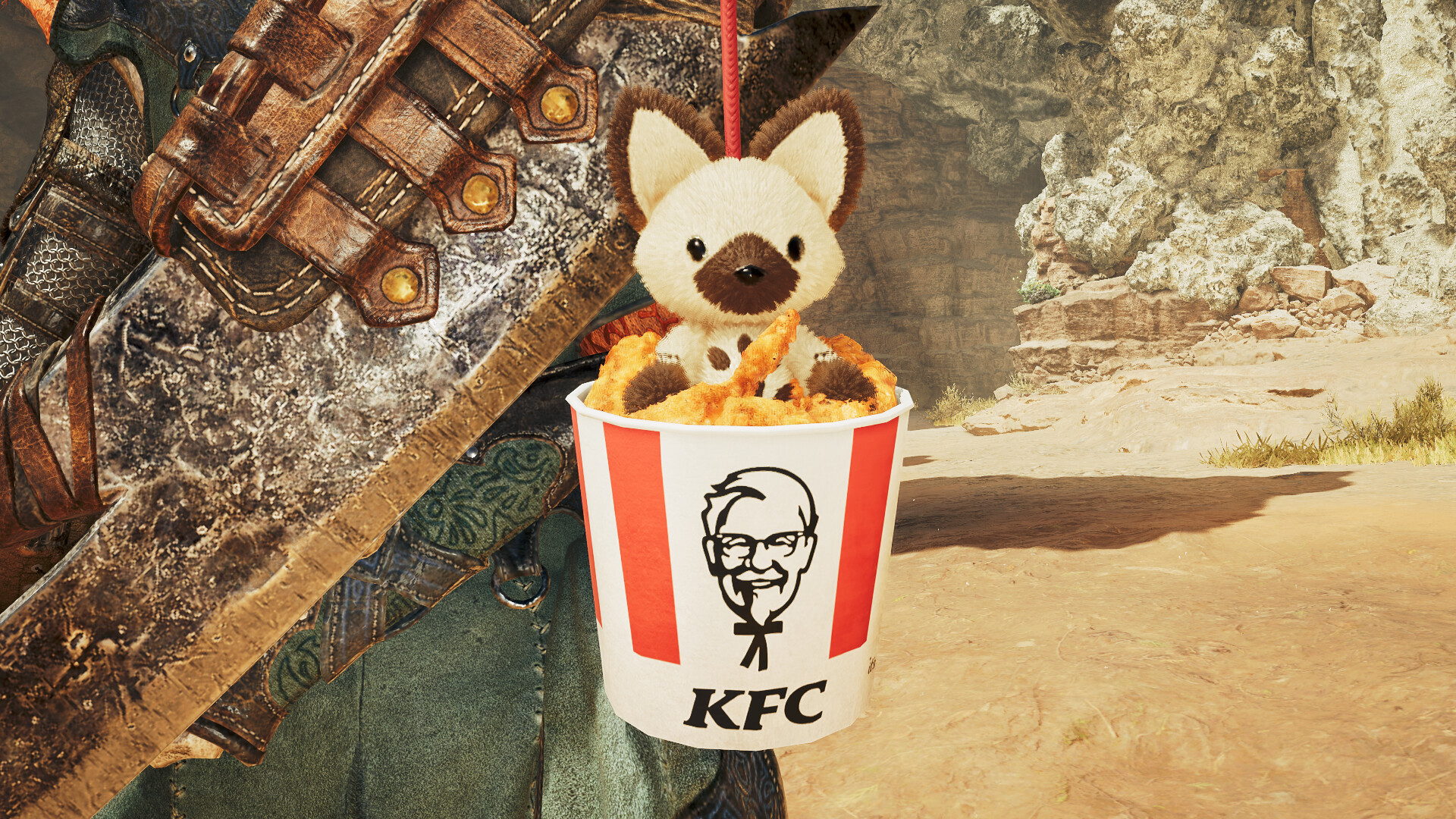 Monster Hunter Wilds - Pendant: KFC Bucket Felyne Featured Screenshot #1