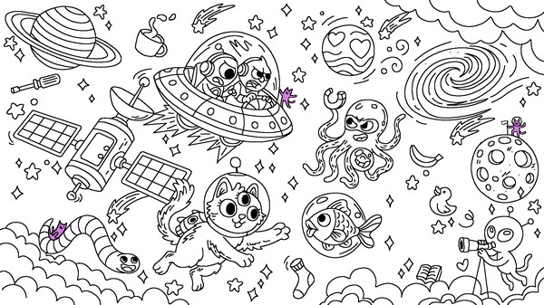 100 Cats Lost In Space Find & Color screenshot 2