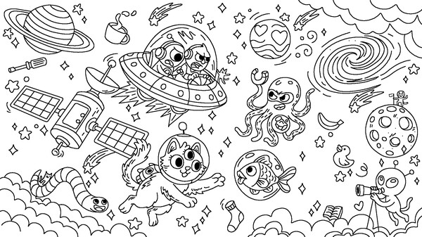 Скриншот из 100 Cats Lost In Space Find & Color