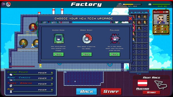 Screenshot of RogueBike GP gameplay showing in-action mechanics
