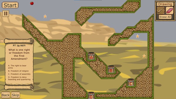 Screenshot of Civics Scribble gameplay showing in-action mechanics