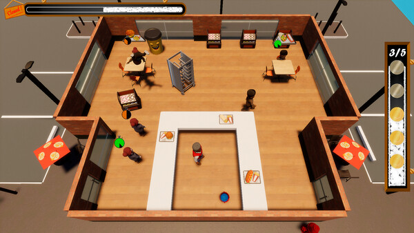 Screenshot of Sling It! Serve It! gameplay showing in-action mechanics