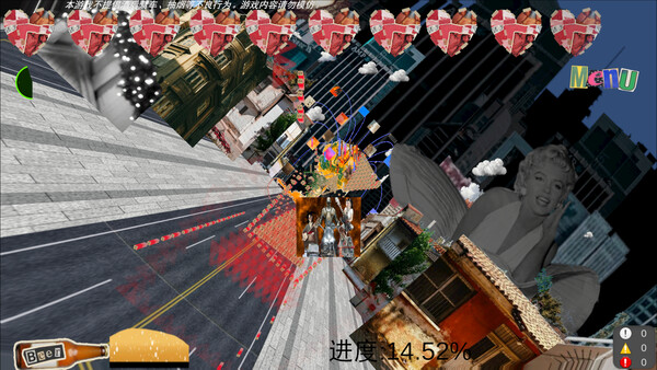 Screenshot of God IS Drunk（宿醉阿弥陀佛） gameplay showing in-action mechanics